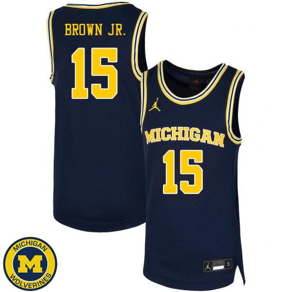 Mens University of Michigan #15 Chaundee Brown Jr. Navy High School Basketball Jersey